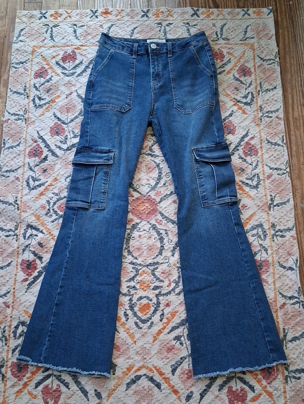 Women’s Dark Blue Cargo Flare Jeans